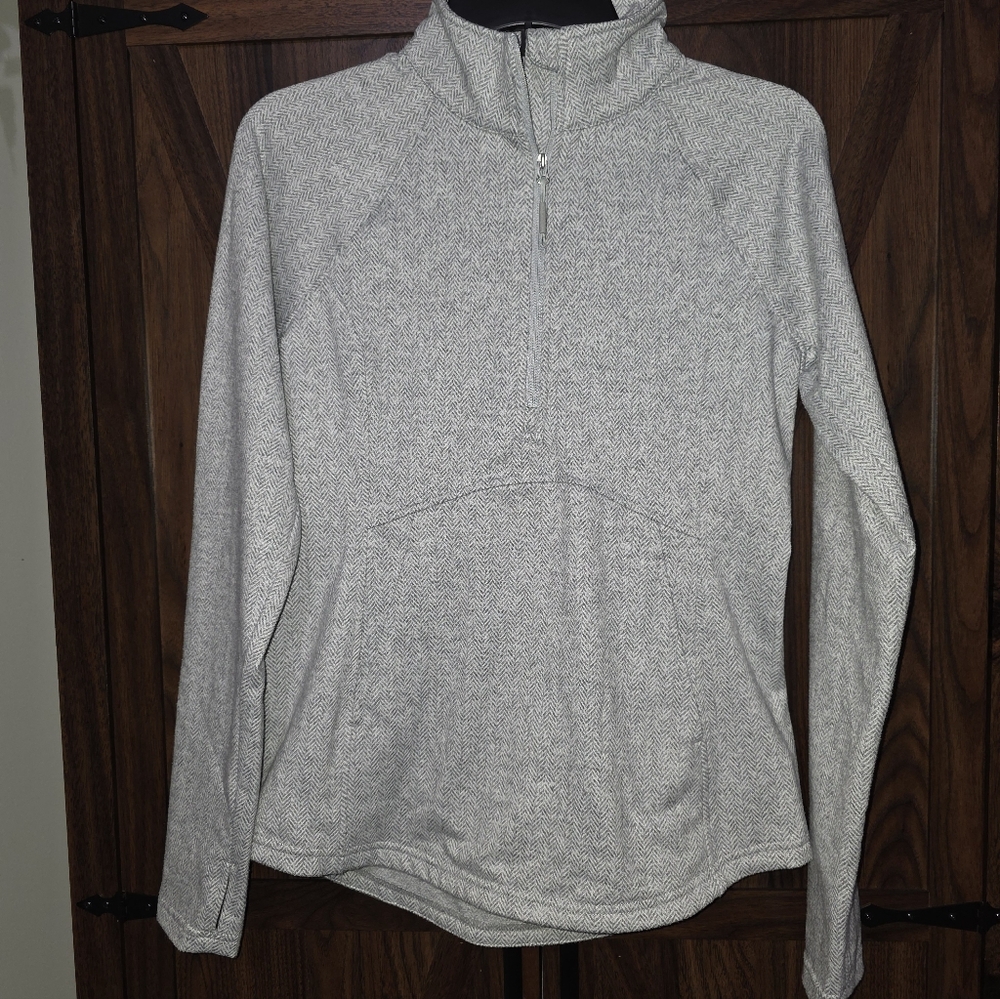KYODAN Athletic Earthy Gray Herringbone Quarter Zip Pullover Size Small